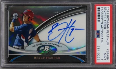 Bowman Platinum Bryce Harper Prospects 2011 automático Future Salón de la fama novato radiocontrol #BH PSA 9 Foto 1 de 2
