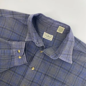 Camisa de franela LL Bean para hombre grande alta azul a cuadros tradicional exterior cabinacore - Imagen 1 de 9