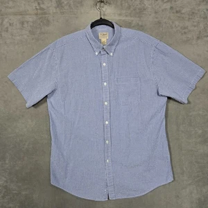 Camisa LL Bean Para Hombre Grande Azul Seersucker Texturizada Manga Corta Abotonada - Imagen 1 de 8