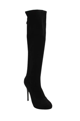 Botas hasta la rodilla B Brian Atwood para mujer de gamuza con cremallera trasera negras azabache talla 7,5 Foto 1 de 4
