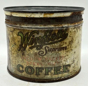 Vintage 1930’s Winfield Supreme Vacuum Packed Coffee Kansas Advertising Tin Can - Picture 1 of 10