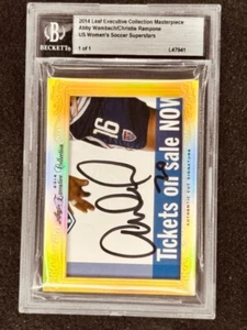 Abby Wambach Christie Rampone 2014 Leaf Masterpiece Cut Signature card 1/1 JSA - Picture 1 of 2