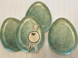 4 WELL DRESSED HOME EASTER EGG PLATES MELAMINE Speckled Green SIDE SALAD 10x8 - Picture 1 of 2