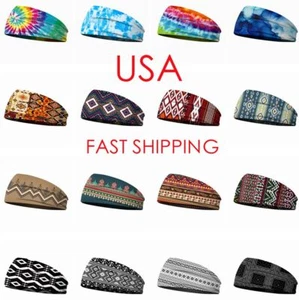 Sweatband Sport Fashion Headband Moisture Wicking Hairband Men Women Sweat Band - Picture 1 of 23