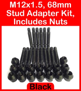 M12 x 1.5 68mm Stud Adapter Kit for Mini's Inc Nuts (Black)  - Picture 1 of 3