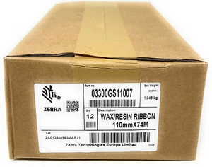 ZEBRA 03300GS11007 3300 110mm x 74m 12 RIBBON ZD420/ZD421t/ZD620 - Imagen 1 de 1