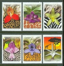 Curacao 2014 Orchidee Set Di Sei come Nuovo Nh