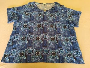 Janina 1/2 arm Shirt Gr 54 blau gemustert neu ohne Etikett  - Bild 1 von 4