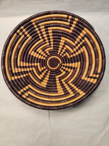 Hand Coiled Woven Round Grass Basket Tray Wall Hanging Art Boho Cover