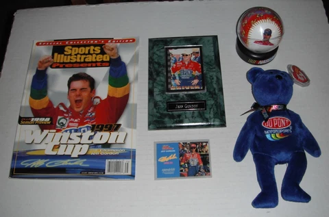 Jeff Gordon...Magazine + Baseball + Plaque + Beanie + Card---F Cover