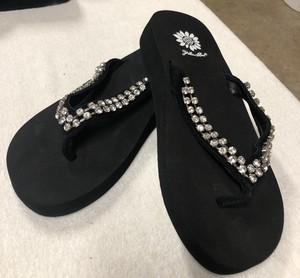 yellow box bling flip flops