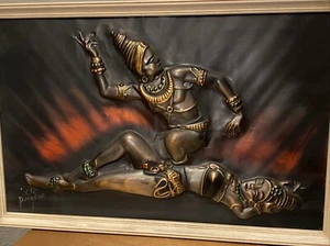 Vintage Signed C.E. Pearson Ethic Native Dancers, Bas Relief Airbrushed Copper - Picture 1 of 12