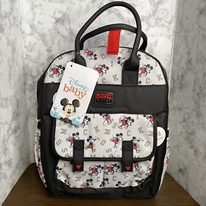 Disney Baby Mickey Mouse Diaper Bag Backpack Gray, Red and Black 14 pockets NWT - Picture 1 of 11