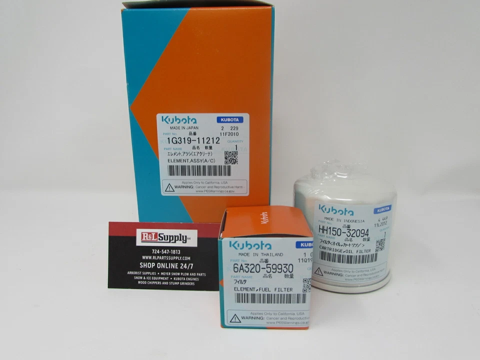 GENUINE KUBOTA ENGINE OIL FUEL & AIR FILTER KIT RTV-X1100C RTV-X1120D - Image 1 of 1
