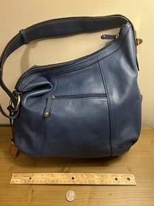 Tignanello blaue Hobo Damen-Schultertasche aus Leder neu mit Etikett - Bild 1 von 6