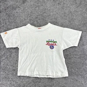 Vintage Levis Short Sleeve Shirt White World Champs USA Kids Toddler Boys 4 4T - Picture 1 of 12