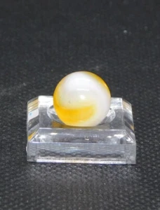 Vintage Marble Glass Christensen CAC Pewee Yellow Transparent Stripe 0.47" 0-102 - Picture 1 of 12