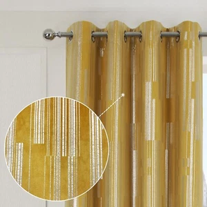 always4u Yellow Soft Velvet Curtains for Living Room Bedroom Luxury Foil Prin... - Picture 1 of 7