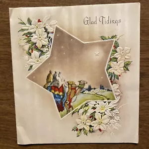 Tarjeta de felicitación de Feliz Navidad de colección de los años 40 3 Reyes Magos en camellos EE. UU. P1E - Imagen 1 de 12