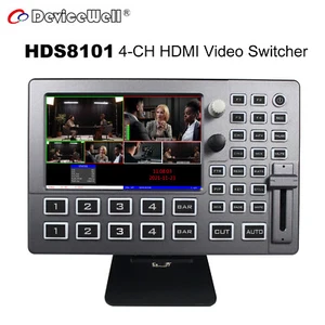 DeviceWell HDS8101 4-CH HDMI Video Switcher 5" Full HD LCD Screen UVC Streaming - Picture 1 of 6