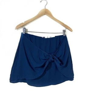 LIVING DOLL Navy Blue draped tie front Mini skirt size Medium NWOT’S - Picture 1 of 7