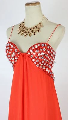 Hailey Logan $150 Evening Prom Formal Cruise Long Gown Flame Dress size 5 NEW - Image 1 of 4