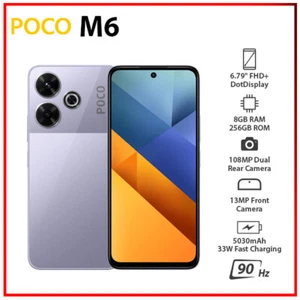 (New&Unlocked) Xiaomi POCO M6 8GB+256GB PURPLE Dual SIM Android Cell Phone - Afbeelding 1 van 5