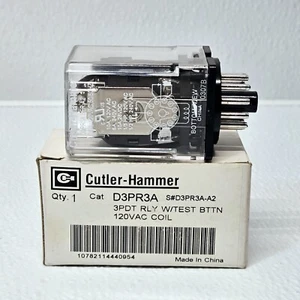 Eaton Cutler-Hammer D3PR3A Relay with Test Button 3 Pole 11 Pin 120VAC Coil - Picture 1 of 9