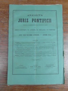 ANALECTA JURIS PONTIFICII Droit canonique Theologie Liturgie No 129 Janvier 1876 - Picture 1 of 2
