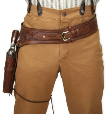 Western Gun Holster Belt Leather Revolver Pistol Tooled .22 .35/357 .44/45 Cal - Image 1 of 4