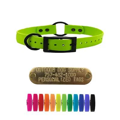 OUTDOOR DOG SUPPLY 3/4" SoftFlex Beta Center Ring Dog Collar with Brass Name Plate