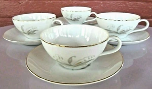 Kaysons Fine China of Japan 4 Golden Rhapsody 7 ounce Cup & Saucer Sets - Picture 1 of 10
