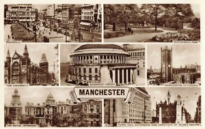 Postcard 7 Views Manchester Lancashire England RPPC - Picture 1 of 2