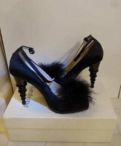 Yves St. Laurent Rive Gauche Plume Anklestrap Open Toe Heel 38.5 SEE DESCRIPTION - Picture 1 of 11