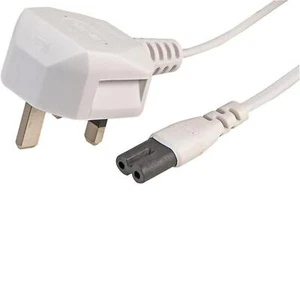 3M, UK MAINS POWER FIGURE 8 WHITE CABLE, C7 TYPE TV SKY NTL RADIO LAPTOP PS LEAD - Picture 1 of 1