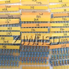 (1.2Ω–1M Ω) 500pcs 50 Values 1/2W 0.5W 1% Metal Film Resistors Assorted kit Set