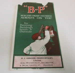 Berger's Paint - Leaflet / Label - H J Corder - Melbourne and Prahran - Antique - Picture 1 of 7