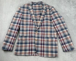 J Crew Blazer Mens 40s Slim Fit Indian Madras Plaid Ludlow Lightweight Cotton - Picture 1 of 13