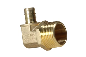 1 Pack XFITTING 1/2" Pex B X 3/4" Male NPT Elbow Brass Crimp Fittings ,NSF  - Picture 1 of 9