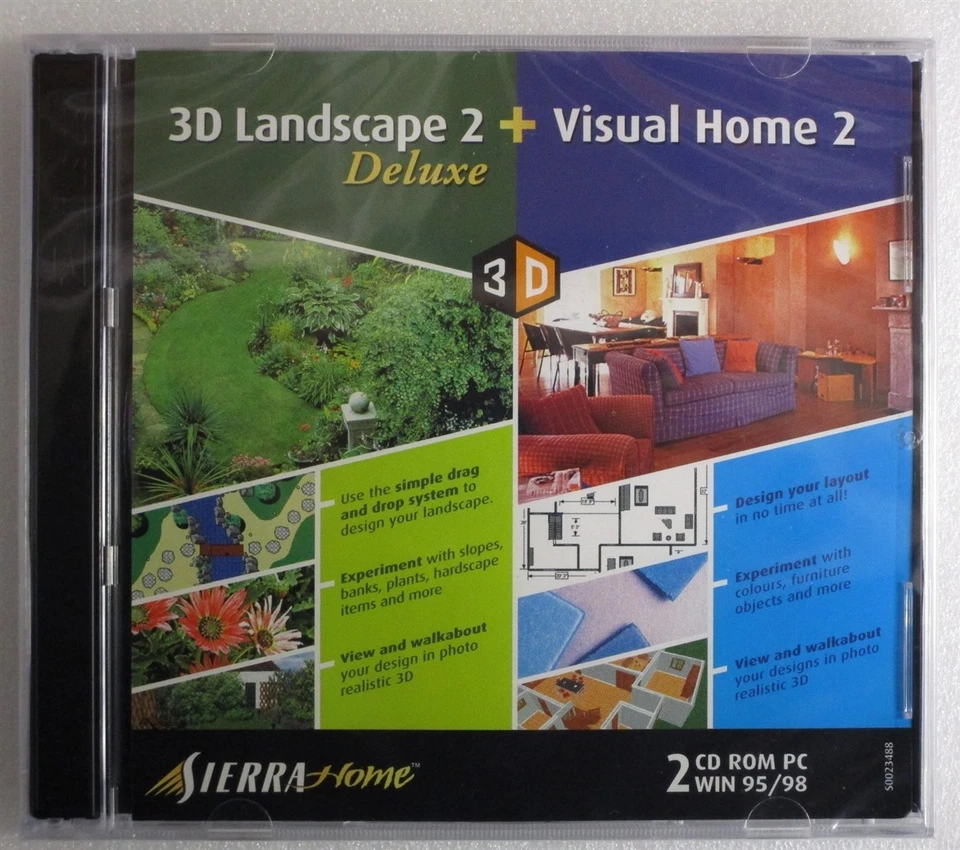 Software PC Visual Home 2 + 3D Landscape 2 Deluxe NEW SEALED Jewel 2 CD - Image 1 of 2