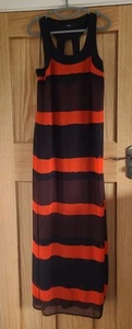  Next Size 14 Women's Maxi Dress Summer Cocktails Evening Orange Black Brown  - Picture 1 of 10