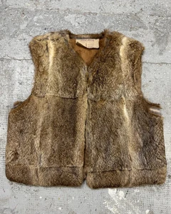 FW1993 Miu Miu Rabbit Fur Camel Vest (S/M) - Picture 1 of 11
