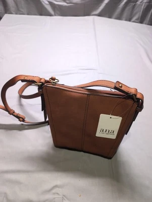 ANA Erika Xbody Bucket Bag Womens Cognac Brown Faux Leather Crossbody Purse New - Image 1 of 4