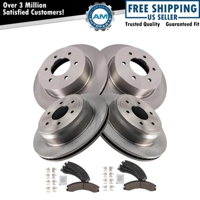 Front & Rear Brake Pad & Rotor Kit Ceramic Fits 2016-2021 Nissan TITAN XD - Изображение 1 из 4