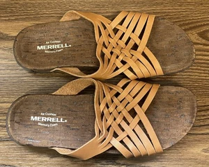Merrell Shoes Womens Size 9 District Mahana Slide Natural Tan Woven Open Toe - Picture 1 of 10
