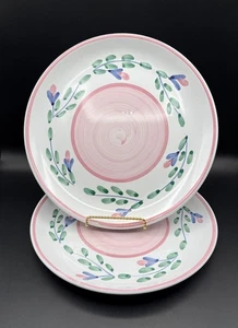 Caleca Italy Pink Garland 11 1/4" Dinner Plate Set of 2 Plates - Picture 1 of 5