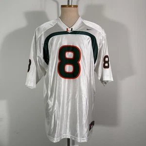 University Of Miami Nike Team NCAA Vintage White Hurricanes Jersey Size M #8 - Foto 1 di 14