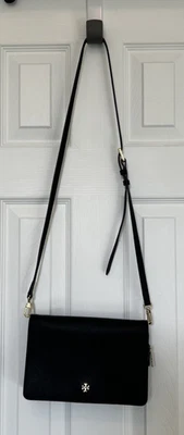 Tory Burch Emerson Combo Crossbody Clutch Bag Saffiano Black - Image 1 of 4
