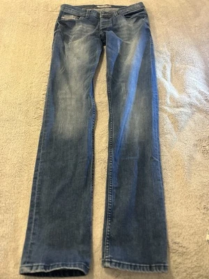 Jeans masculino Damaged Diesel Zatiny 34x34 azul denim perna reta botão faltando MO - Imagem 1 de 4