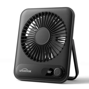 Mini Tischventilator - Leise 100 Geschwindigkeiten USB-C, 5000mAh, LED-Display, Schwarz - Bild 1 von 8